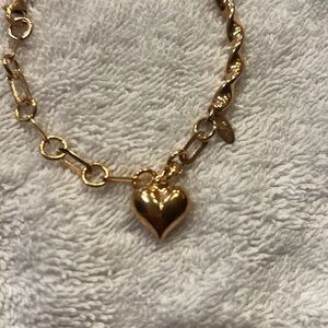 Gold Heart Charm Bracelet